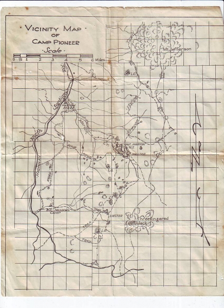 Camp Pioneer (1940s) Map